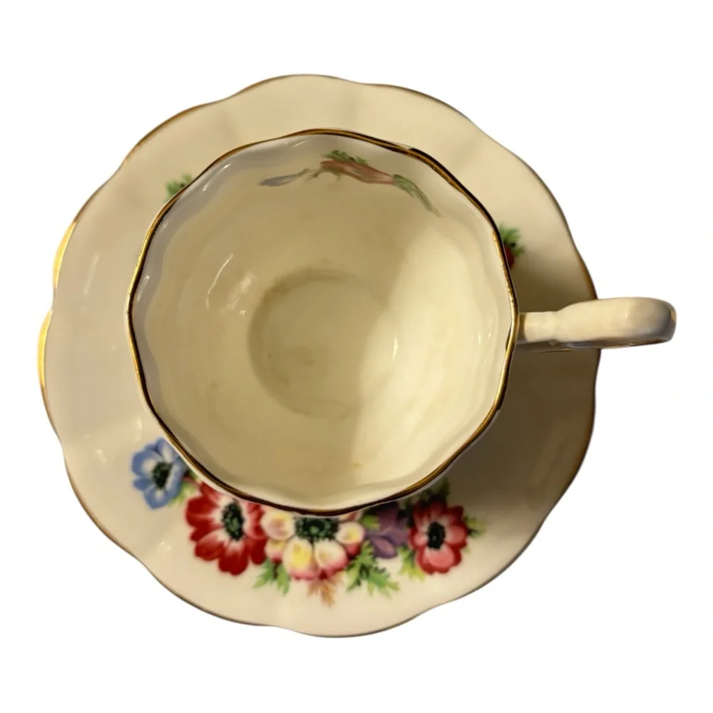 Royal Victoria Vintage Floral Bone China Teacup and Saucer - made in England